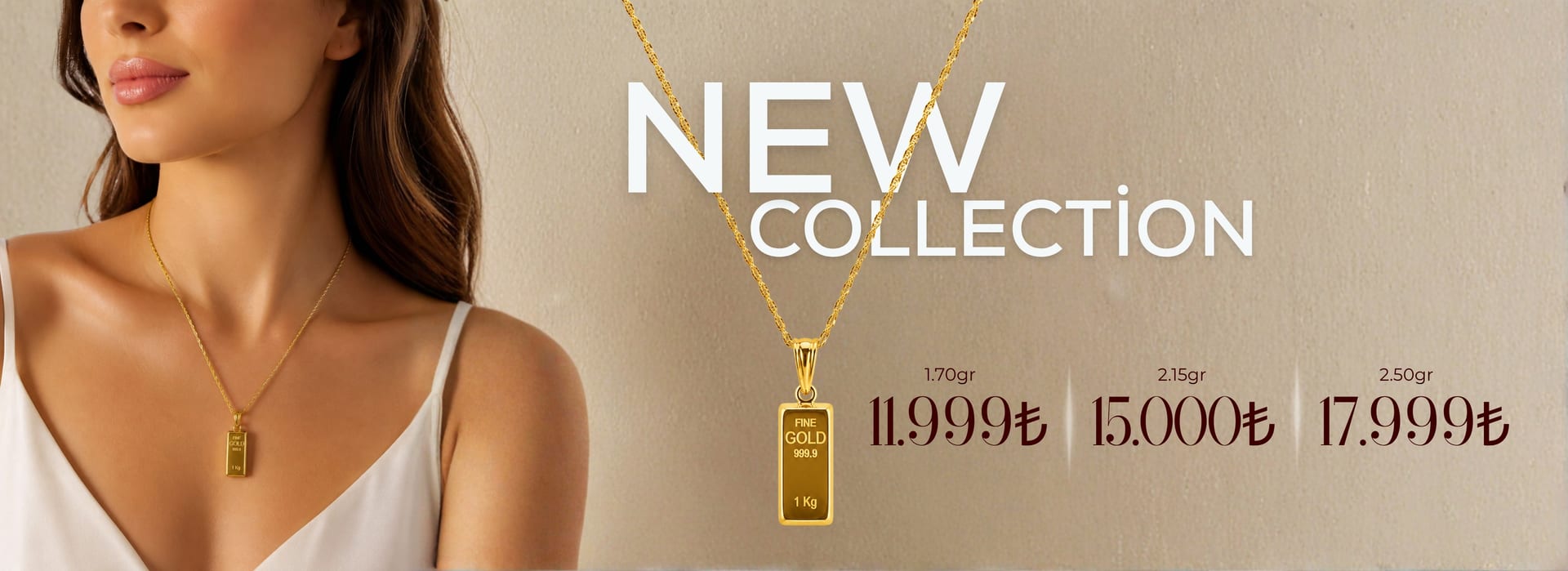 New Collection - altın kolye ve 1 Kg Fine Gold kolye ucu