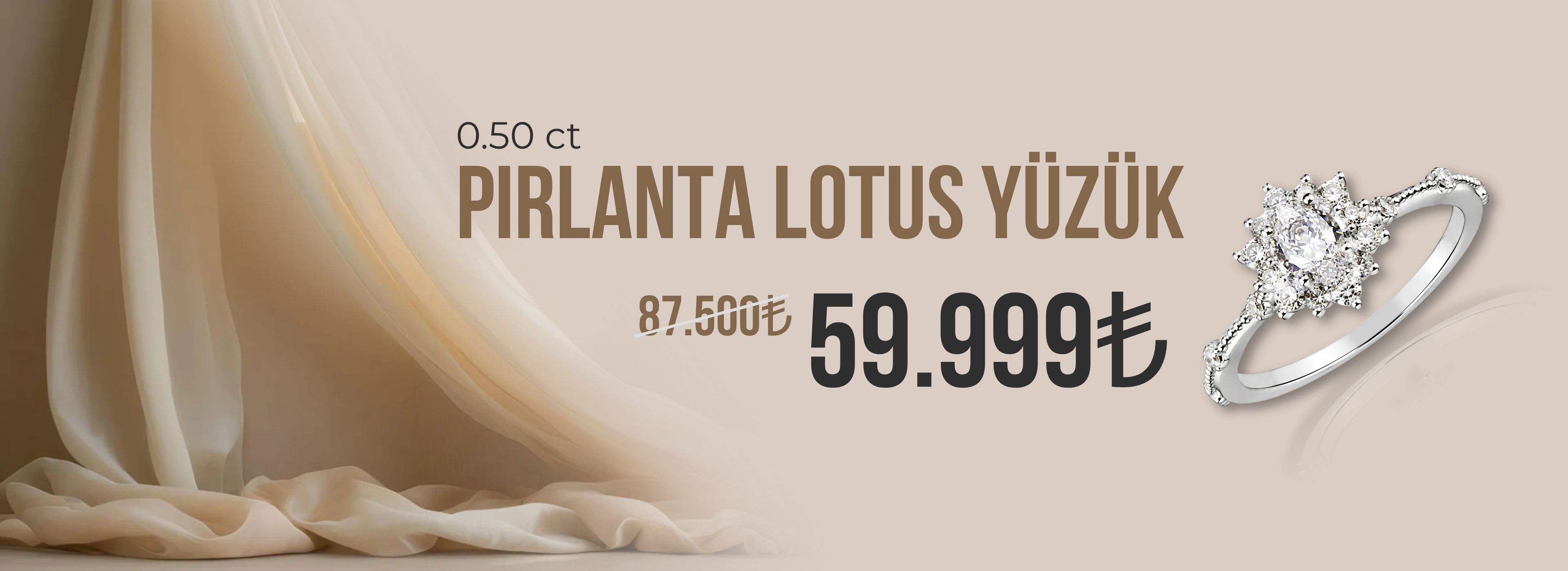 0.50 ct Pırlanta Lotus Yüzük